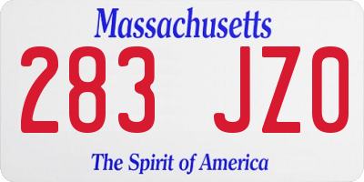 MA license plate 283JZ0