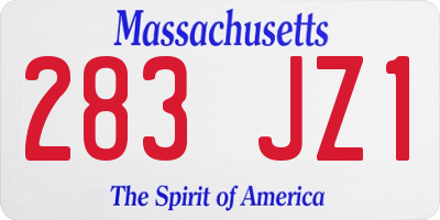 MA license plate 283JZ1