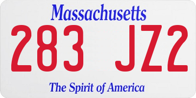 MA license plate 283JZ2