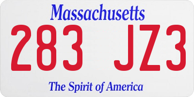 MA license plate 283JZ3