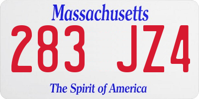 MA license plate 283JZ4
