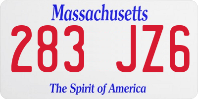 MA license plate 283JZ6