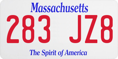 MA license plate 283JZ8