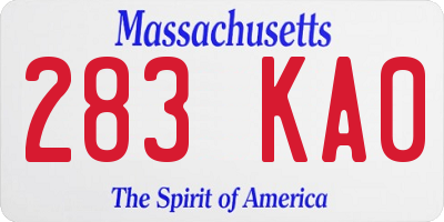 MA license plate 283KA0