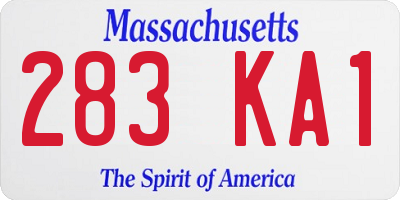 MA license plate 283KA1