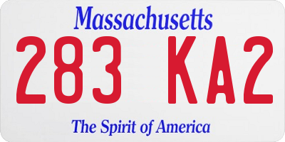 MA license plate 283KA2