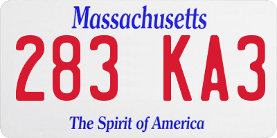 MA license plate 283KA3