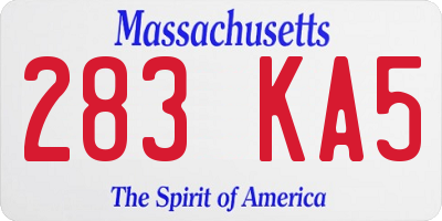 MA license plate 283KA5