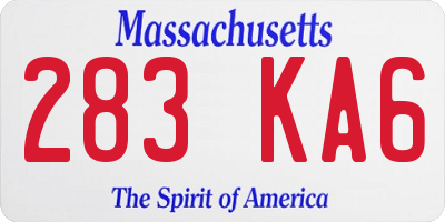 MA license plate 283KA6