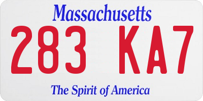 MA license plate 283KA7