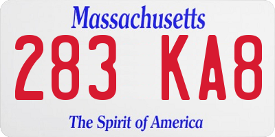 MA license plate 283KA8