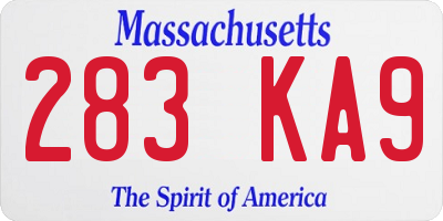 MA license plate 283KA9
