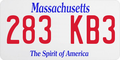 MA license plate 283KB3