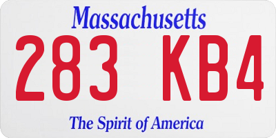 MA license plate 283KB4