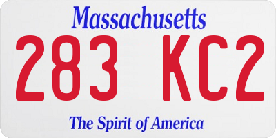 MA license plate 283KC2