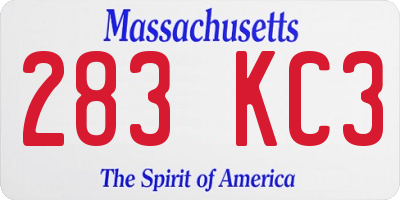 MA license plate 283KC3