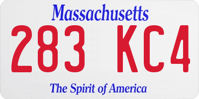MA license plate 283KC4