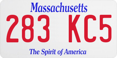 MA license plate 283KC5