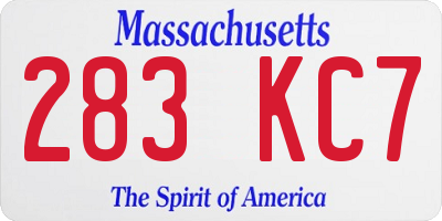 MA license plate 283KC7