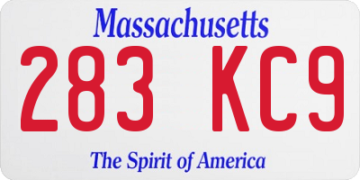 MA license plate 283KC9