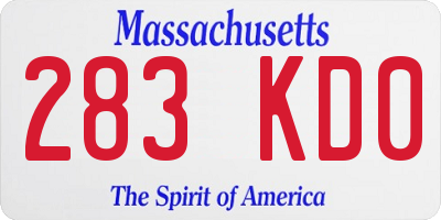 MA license plate 283KD0