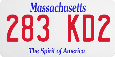 MA license plate 283KD2