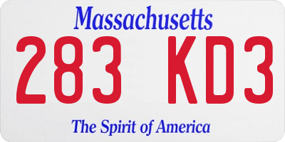 MA license plate 283KD3