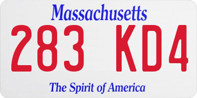 MA license plate 283KD4