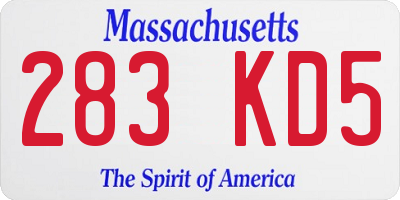 MA license plate 283KD5