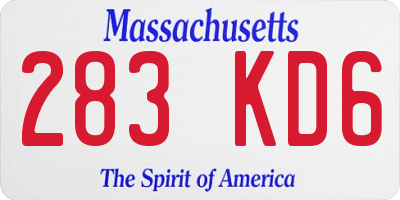 MA license plate 283KD6