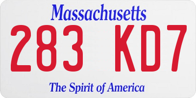 MA license plate 283KD7