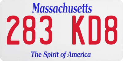 MA license plate 283KD8