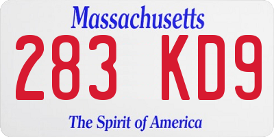MA license plate 283KD9