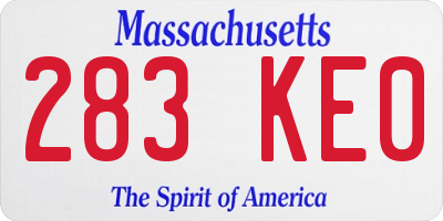 MA license plate 283KE0