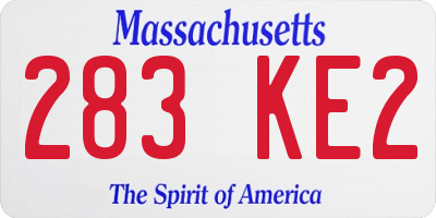 MA license plate 283KE2