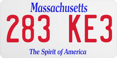 MA license plate 283KE3