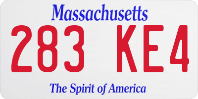 MA license plate 283KE4