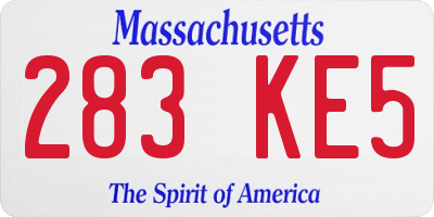 MA license plate 283KE5