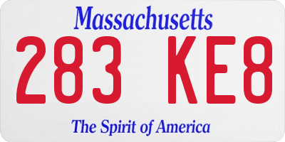 MA license plate 283KE8