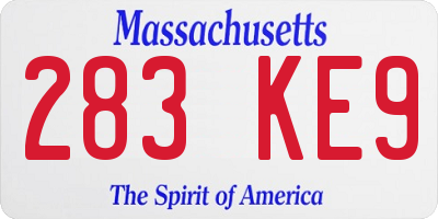 MA license plate 283KE9