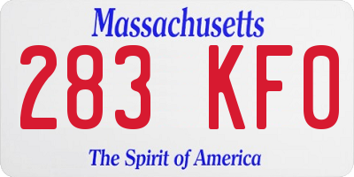 MA license plate 283KF0