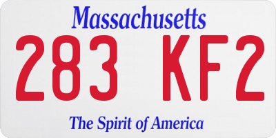 MA license plate 283KF2