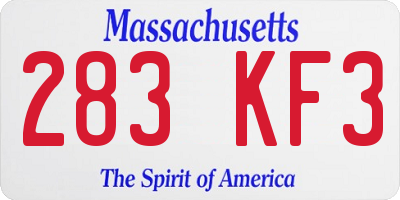 MA license plate 283KF3