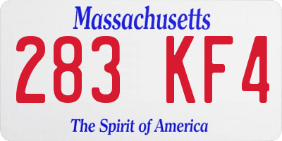 MA license plate 283KF4