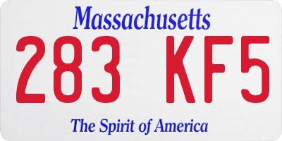 MA license plate 283KF5