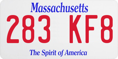 MA license plate 283KF8