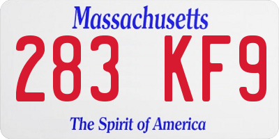 MA license plate 283KF9