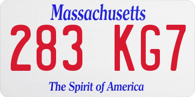MA license plate 283KG7