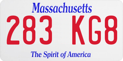 MA license plate 283KG8