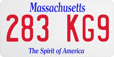 MA license plate 283KG9